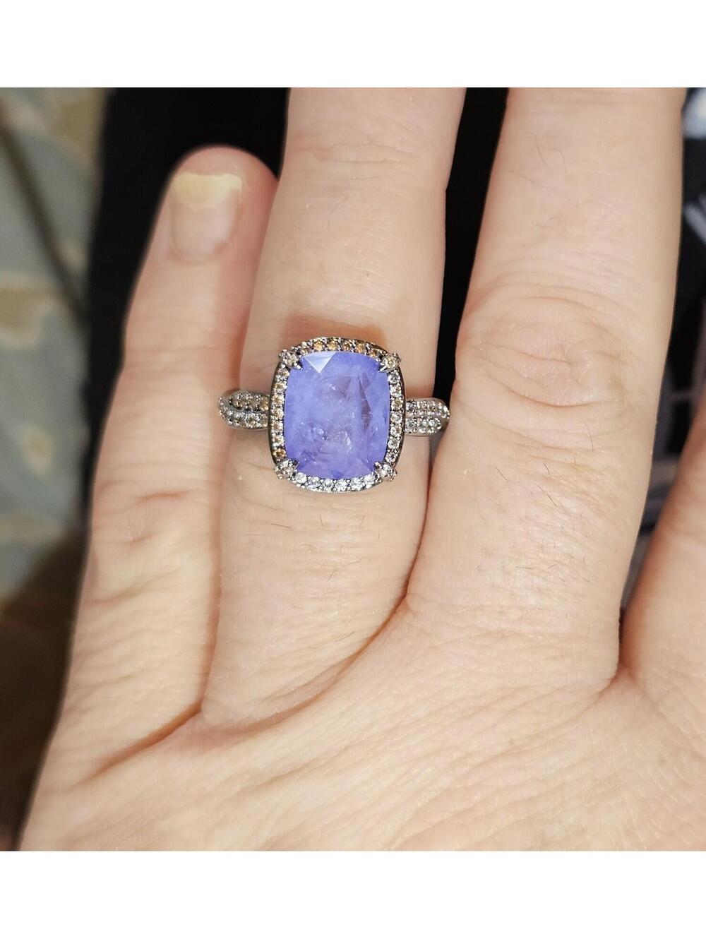 Bomb Party OG Retro All In Bloom Ring Hematite Purple Lavender Fluorite Sz 7